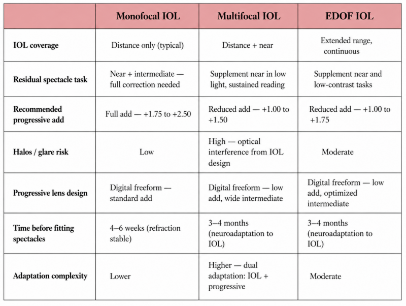 Comparison of standard and digital freeform progressive lenses for custom ophthalmic lenses after LASIK and cataract surgery